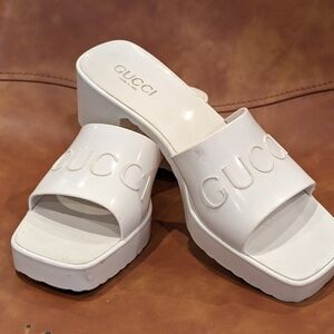 White Rubber Gucci Slides